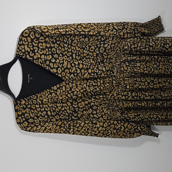 {Who What Wear} Womens Black Brown Animal Print Chiffon Dress - Size XL - Picture 5 of 16